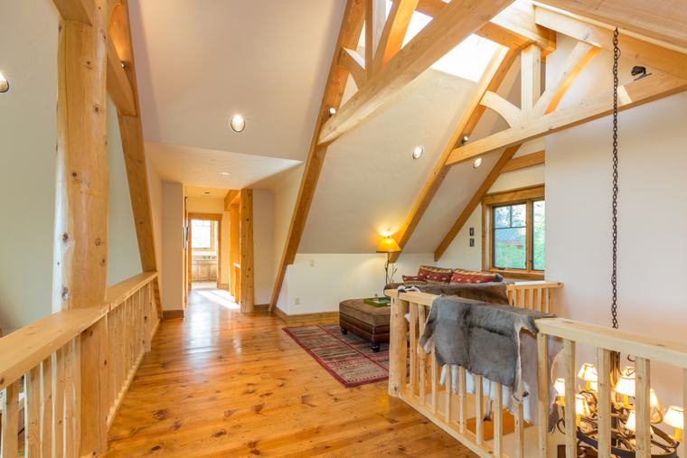 Loft under timber trusses