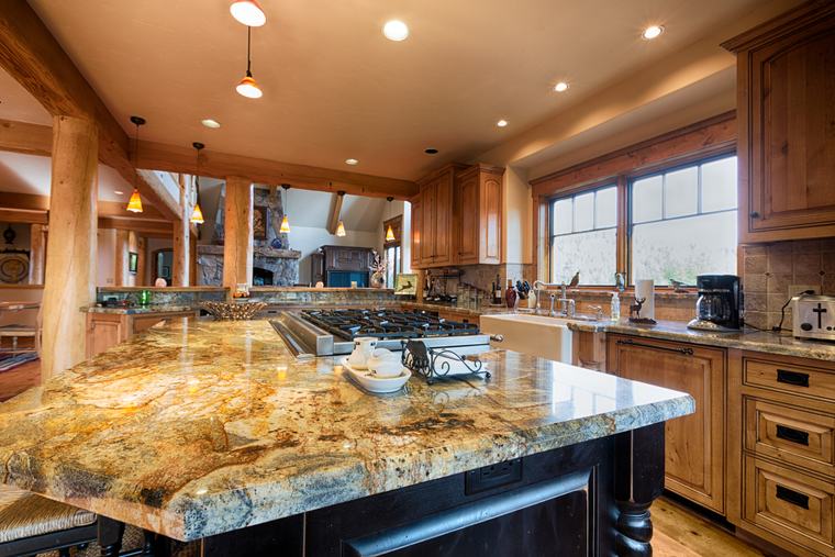 Kitchen with granite island